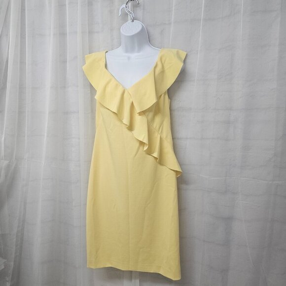 NWT Lauren Ralph Lauren Yellow Ruffle Coquette Dress Classic 12 - Picture 4 of 10